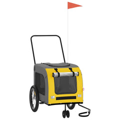 vidaXL Pet Bike Trailer Yellow and Grey Oxford Fabric and Iron 2