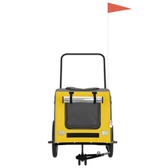 vidaXL Pet Bike Trailer Yellow and Grey Oxford Fabric and Iron 4