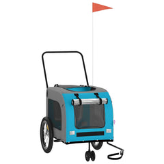 vidaXL Pet Bike Trailer Blue and Grey Oxford Fabric and Iron 3