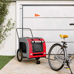 Pet Bike Trailer and Grey Oxford Fabric and Iron Width 68 cm Red