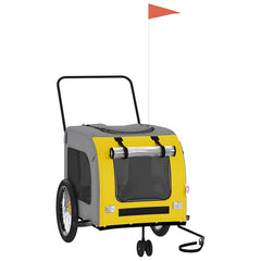 Pet Bike Trailer and Grey Oxford Fabric and Iron Width 68 cm Yellow