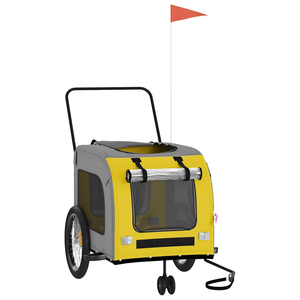 vidaXL Pet Bike Trailer | Yellow and Grey | Oxford Fabric, Iron, PVC 3