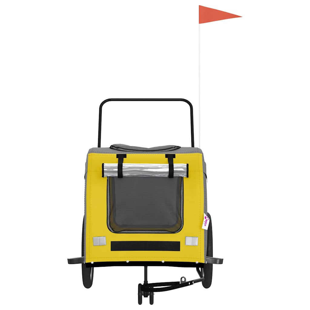 Pet Bike Trailer and Grey Oxford Fabric and Iron Width 68 cm Yellow
