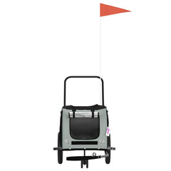 vidaXL Pet Bike Trailer Grey and Black Oxford Fabric and Iron 4