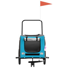 vidaXL Pet Bike Trailer | Blue and Grey | Oxford fabric, Iron, PVC | Large 4