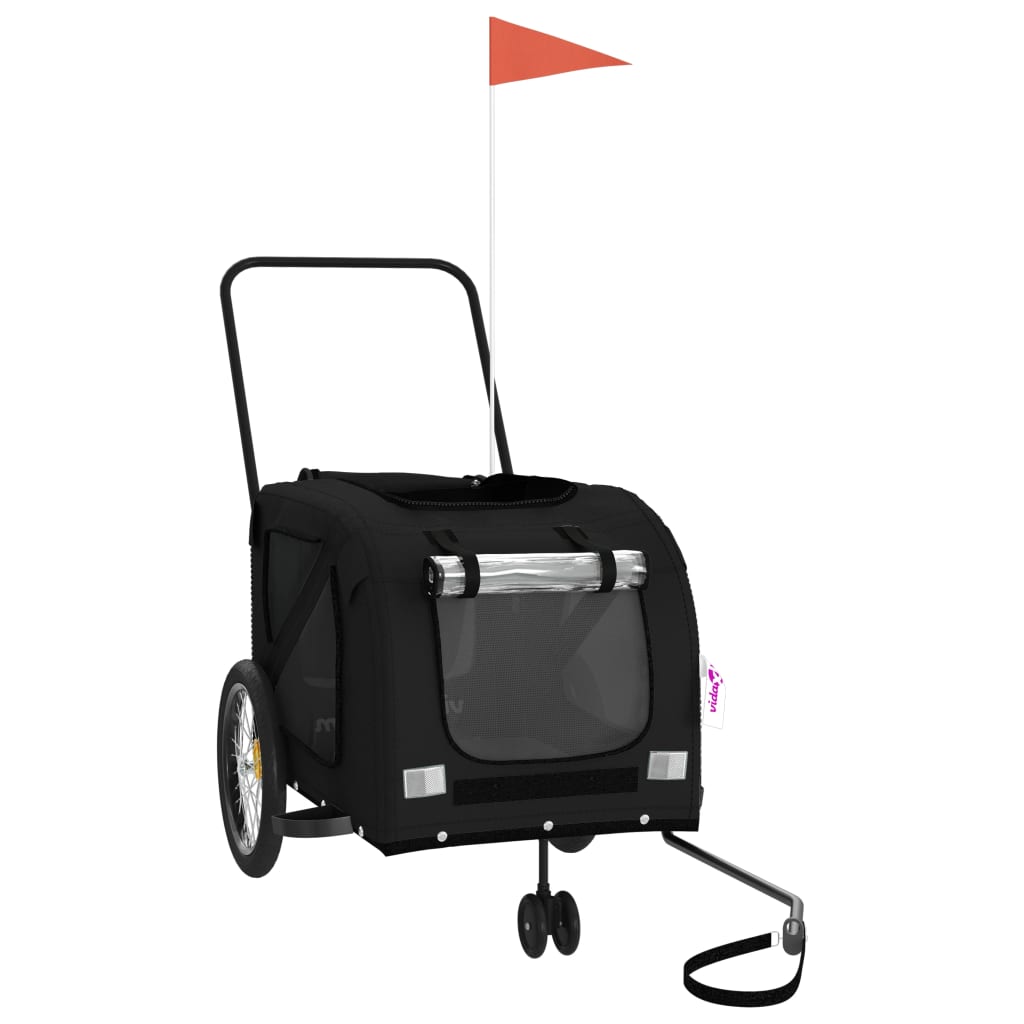 vidaXL Pet Bike Trailer Black Oxford Fabric and Iron 3