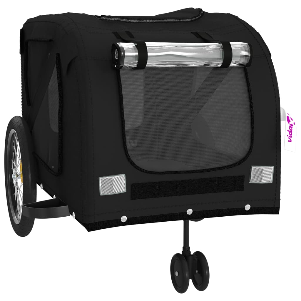 vidaXL Pet Bike Trailer Black Oxford Fabric and Iron 5