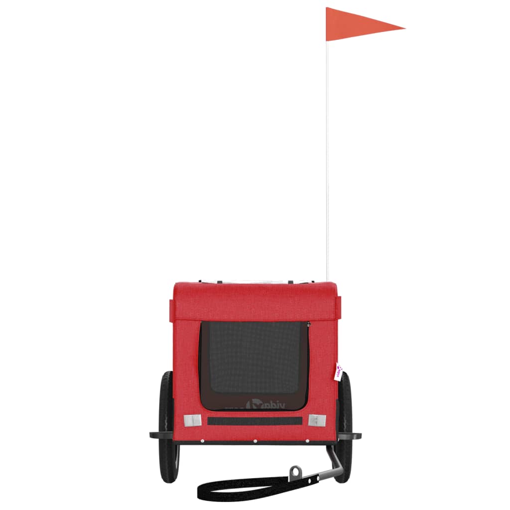vidaXL Pet Bike Trailer Red and Black Oxford Fabric&Iron 5