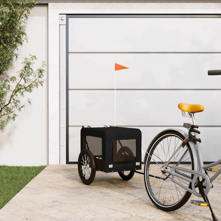 Pet Bike Trailer and Black Oxford Fabric and Iron Height 66 cm Black 63 cm 123 cm