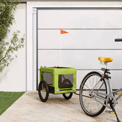Pet Bike Trailer and Black Oxford Fabric and Iron Height 73.5 cm Green 68.5 cm 135 cm