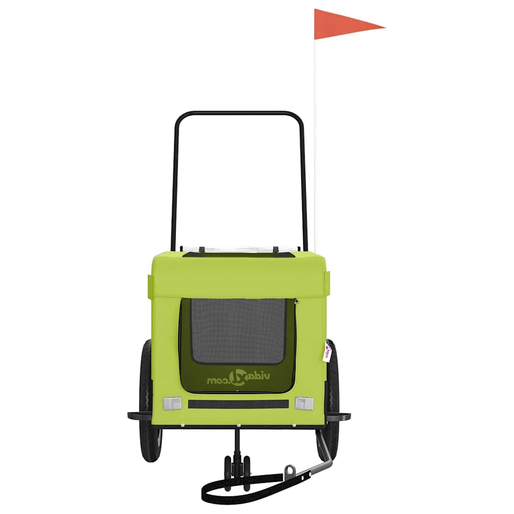 vidaXL Pet Bike Trailer Green and Black Oxford Fabric and Iron 5