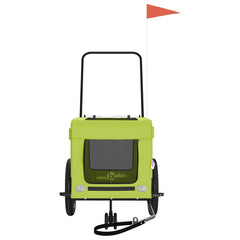 vidaXL Pet Bike Trailer Green and Black Oxford Fabric and Iron 5