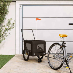 Pet Bike Trailer and Black Oxford Fabric and Iron Height 73.5 cm Black 135 cm 68.5 cm