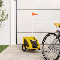Pet Bike Trailer Oxford Fabric and Iron Height 53 cm Yellow 124 cm 53 cm