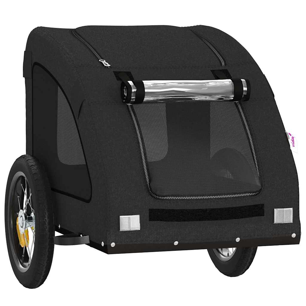 Pet Bike Trailer Oxford Fabric and Iron Height 53 cm Black 124 cm 53 cm