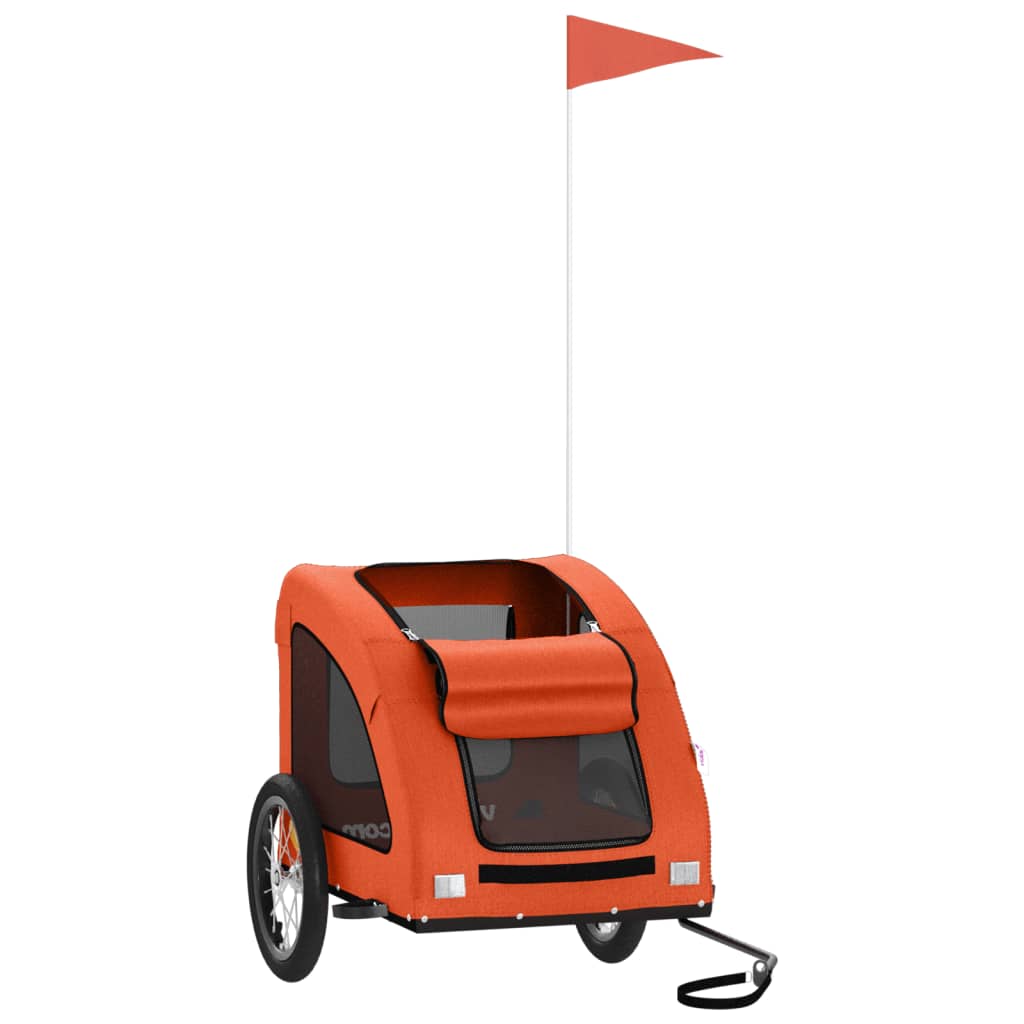 vidaXL Pet Bike Trailer Orange Oxford Fabric and Iron 3