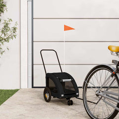 Pet Bike Trailer Oxford Fabric and Iron Height 53 cm Black 125 cm 52 cm