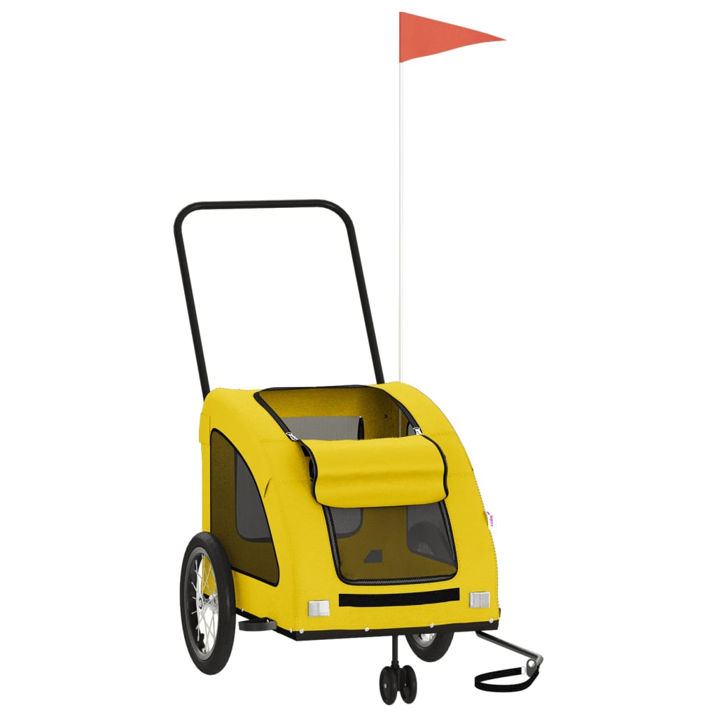 vidaXL Pet Bike Trailer Yellow Oxford Fabric and Iron 3