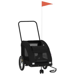 vidaXL Pet Bike Trailer Black Oxford Fabric and Iron 3