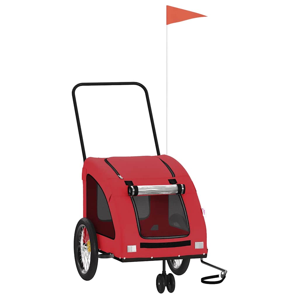 vidaXL Pet Bike Trailer Red Oxford Fabric and Iron 2