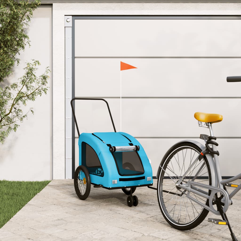 vidaXL Pet Bike Trailer Blue Oxford Fabric and Iron 1