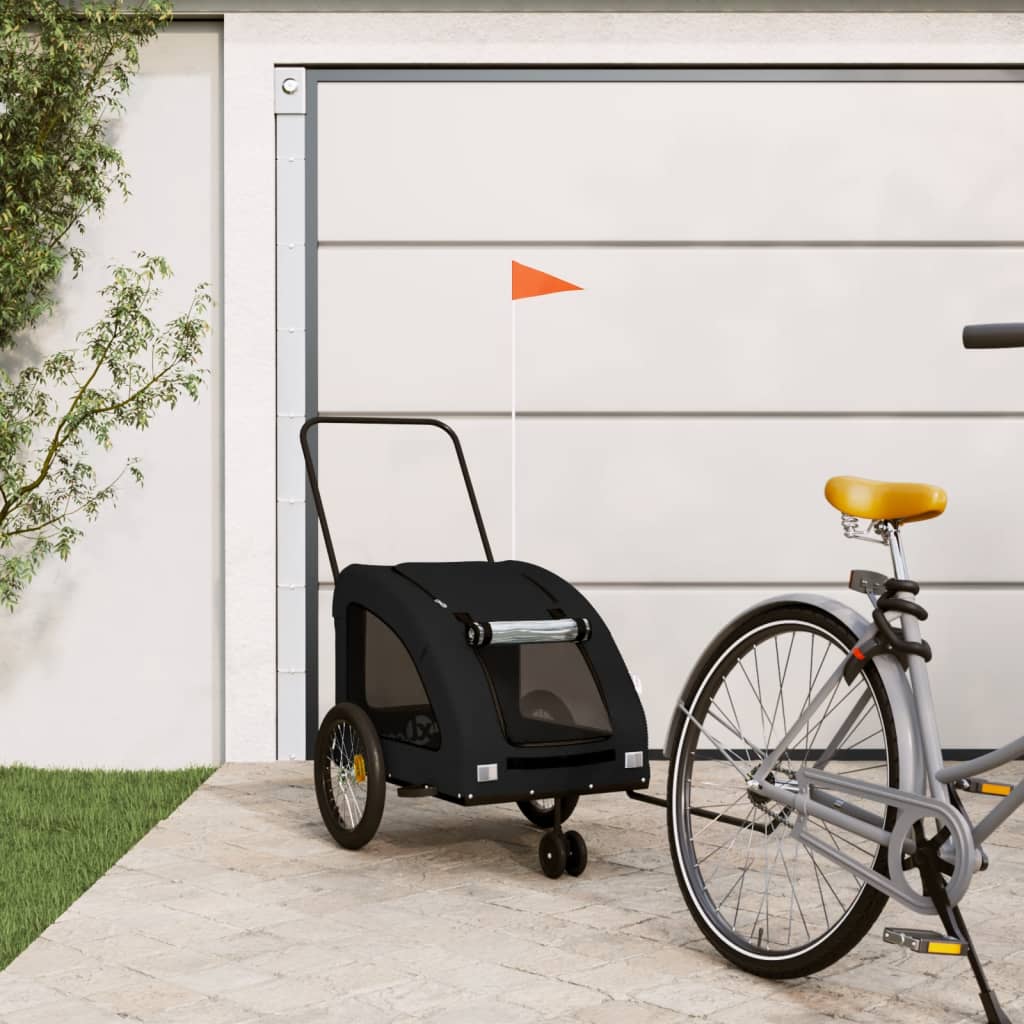 vidaXL Pet Bike Trailer Black Oxford Fabric and Iron 1