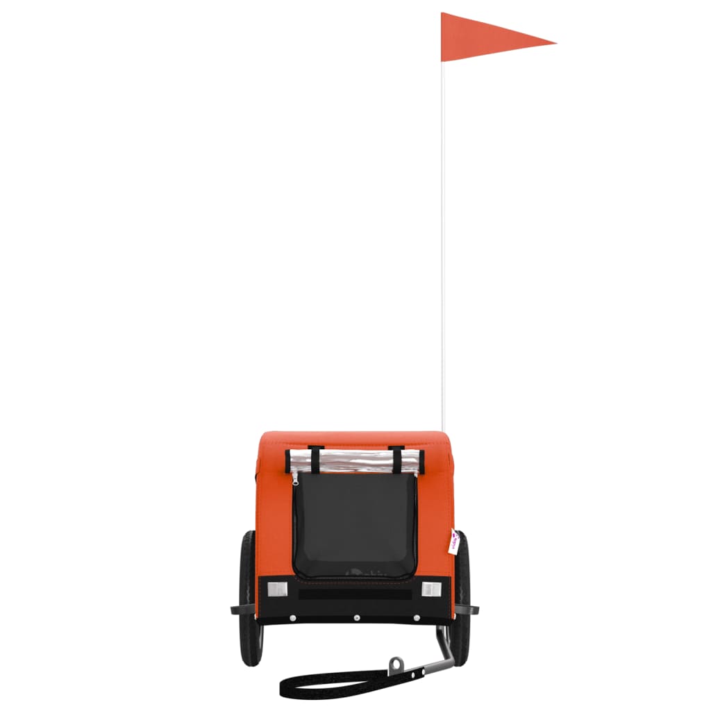 Pet Bike Trailer Oxford Fabric and Iron Height 53 cm Orange 53 cm 124 cm