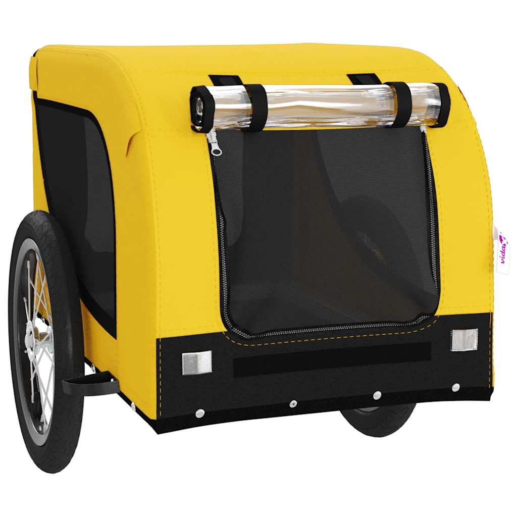 Pet Bike Trailer Oxford Fabric and Iron Height 66 cm Yellow 124 cm 65 cm