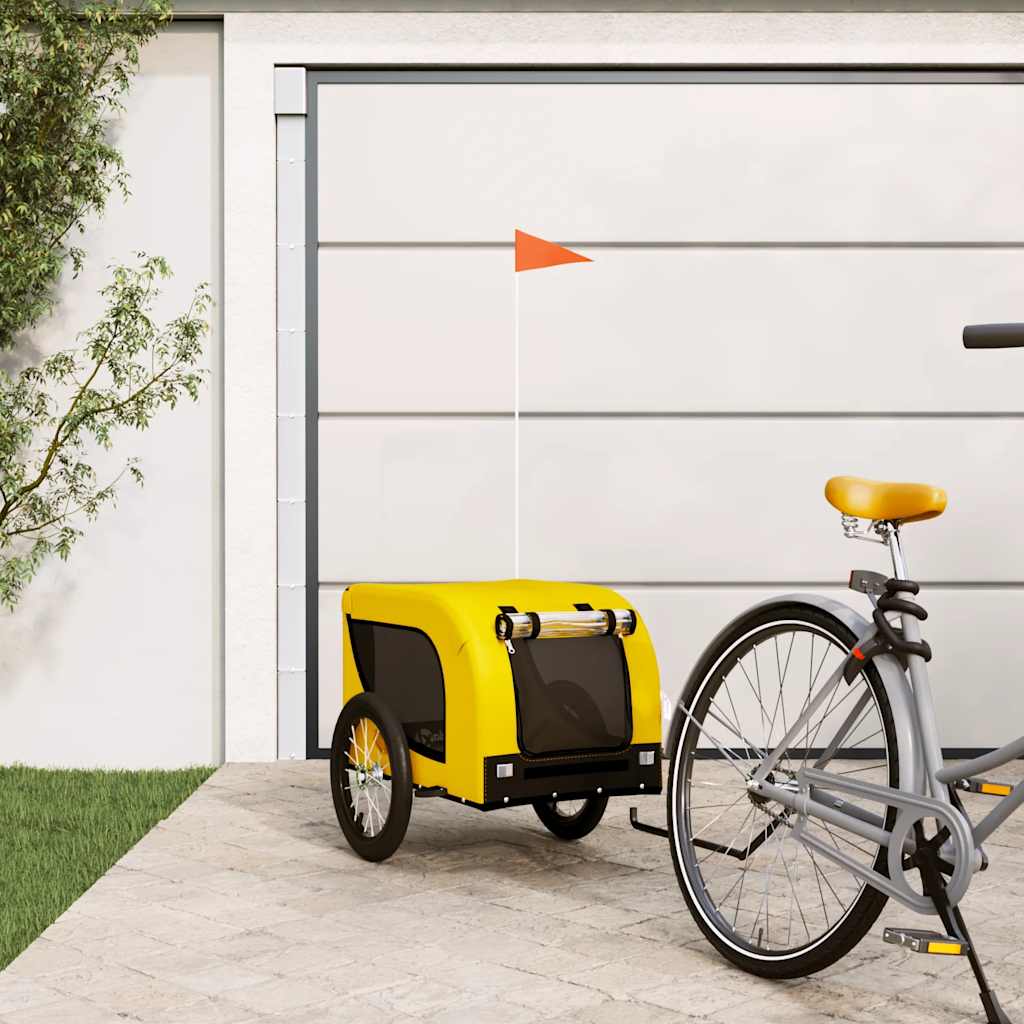 Pet Bike Trailer Oxford Fabric and Iron Height 66 cm Yellow 124 cm 65 cm