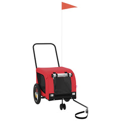 Pet Bike Trailer Oxford Fabric and Iron Height 53 cm Red and black 124 cm 53 cm