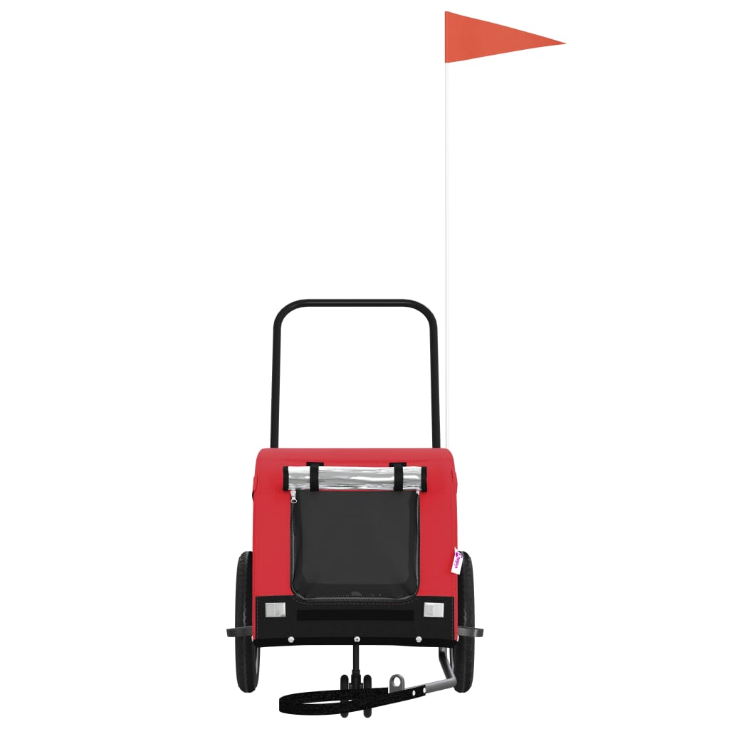 vidaXL Pet Bike Trailer Red and Black Oxford Fabric and Iron 3