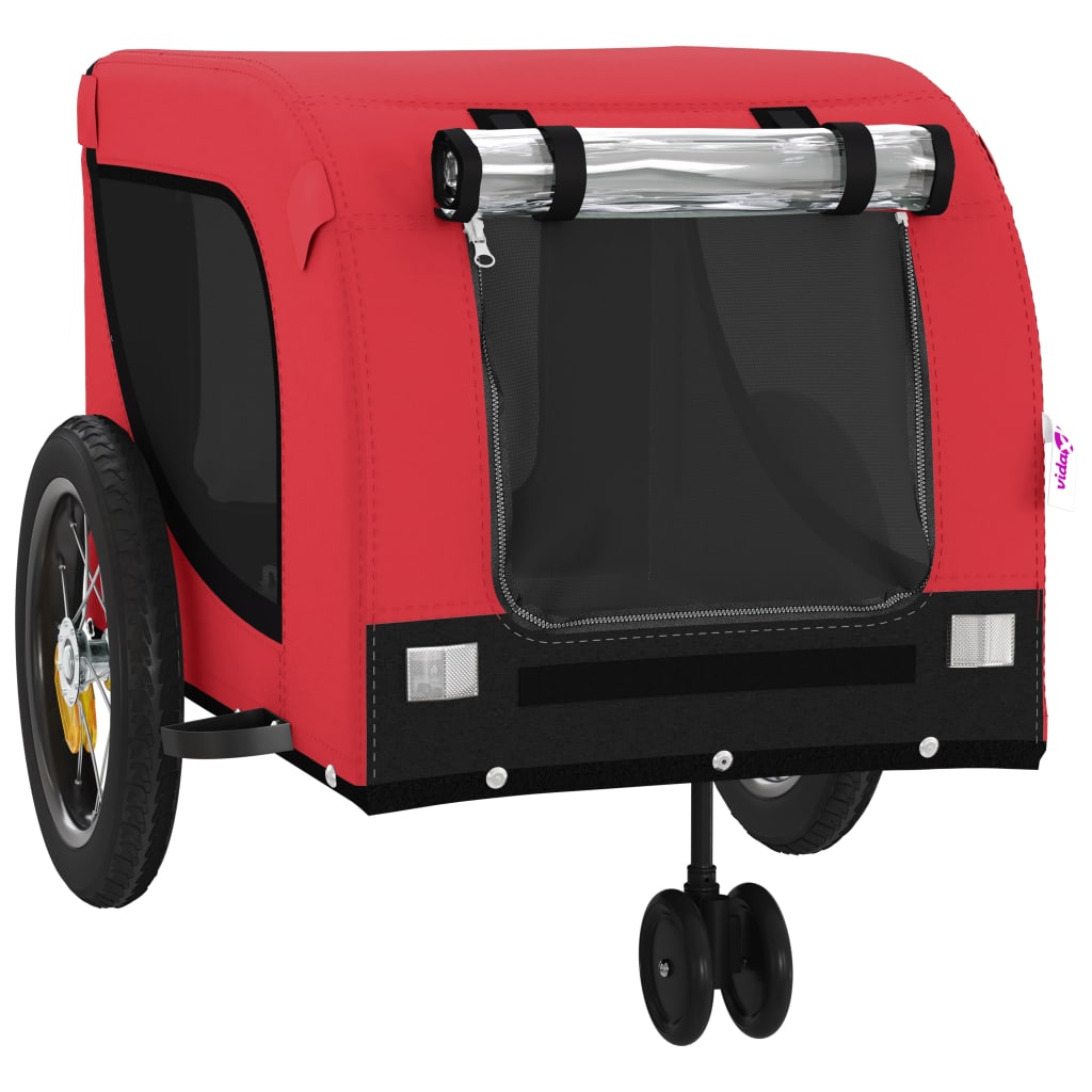 vidaXL Pet Bike Trailer Red and Black Oxford Fabric and Iron 4