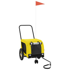 Pet Bike Trailer Oxford Fabric and Iron Height 53 cm Yellow and black 124 cm 53 cm