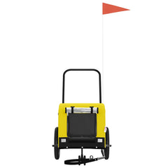 vidaXL Pet Bike Trailer Yellow and Black Oxford Fabric and Iron 3