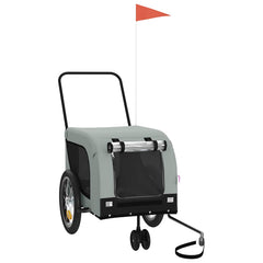 vidaXL Pet Bike Trailer Grey and Black Oxford Fabric and Iron 2