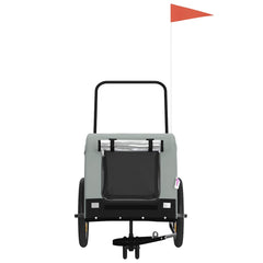 vidaXL Pet Bike Trailer Grey and Black Oxford Fabric and Iron 3