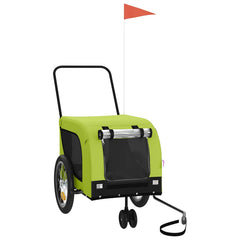 Pet Bike Trailer Oxford Fabric and Iron Height 66 cm Green and black 125 cm 63 cm