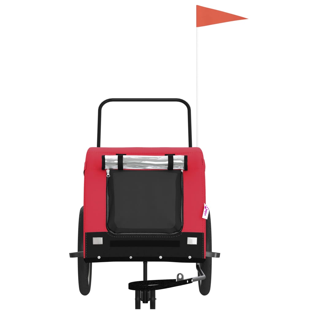 Pet Bike Trailer Oxford Fabric and Iron Height 74 cm Red and black