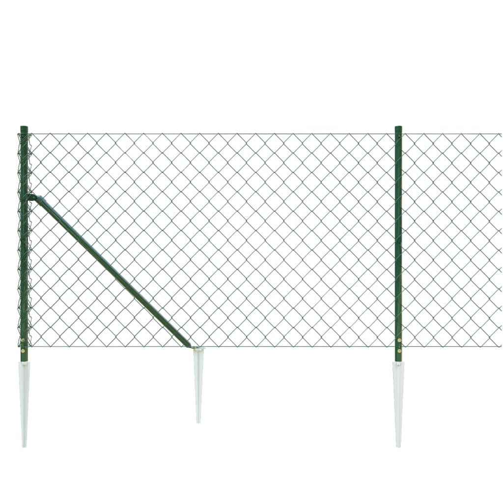 Chain Link Fence with Spike Anchors Height 25 m Green 1 m