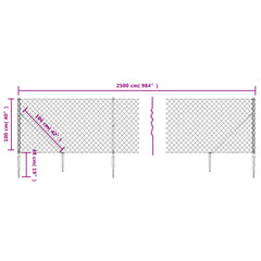 Chain Link Fence with Spike Anchors Height 25 m Green 1 m