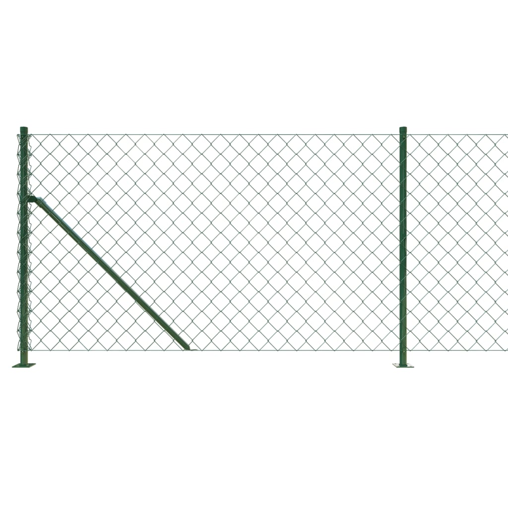 vidaXL Chain Link Fence with Flange Green 0.8x10 m 4