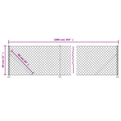 vidaXL Chain Link Fence with Flange Green 0.8x10 m 6