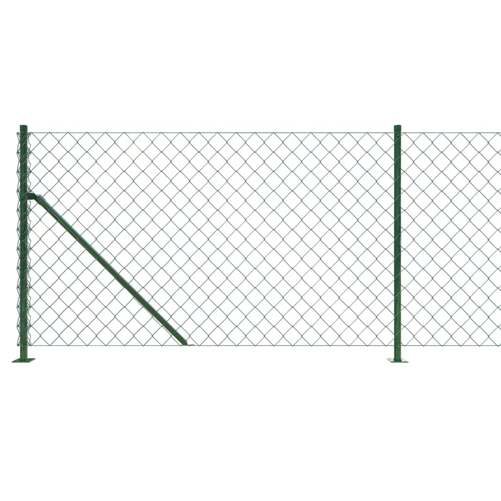 Chain Link Fence with Flange Height 25 m Green 0.8 m
