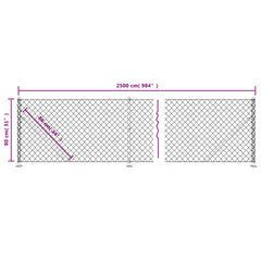 vidaXL Chain Link Fence with Flange Green 0.8x25 m 6