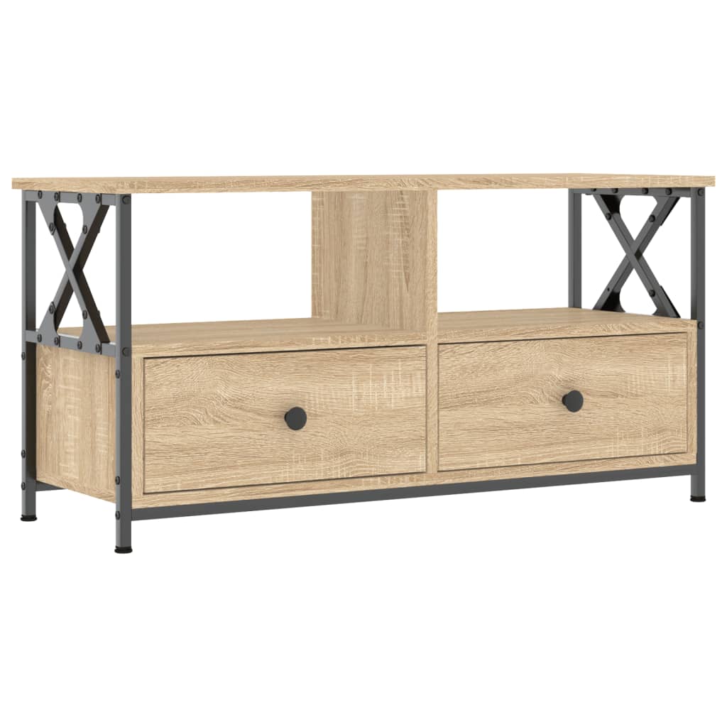 vidaXL TV Cabinet Sonoma Oak 90x33x45 cm Engineered Wood&Iron 2