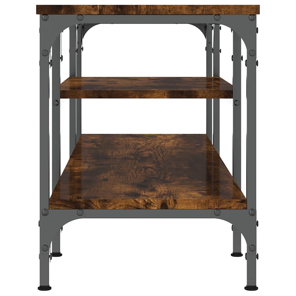 vidaXL TV Cabinet Smoked Oak 121x35x45 cm Engineered Wood&Iron 5