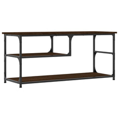 vidaXL TV Cabinet Brown Oak 103x38x46.5 cm Engineered Wood and Steel 2