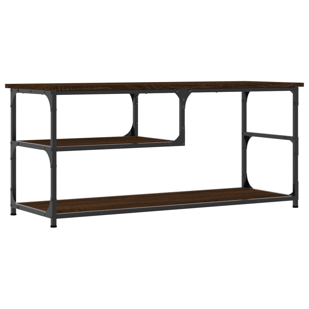 vidaXL TV Cabinet Brown Oak 103x38x46.5 cm Engineered Wood and Steel 2