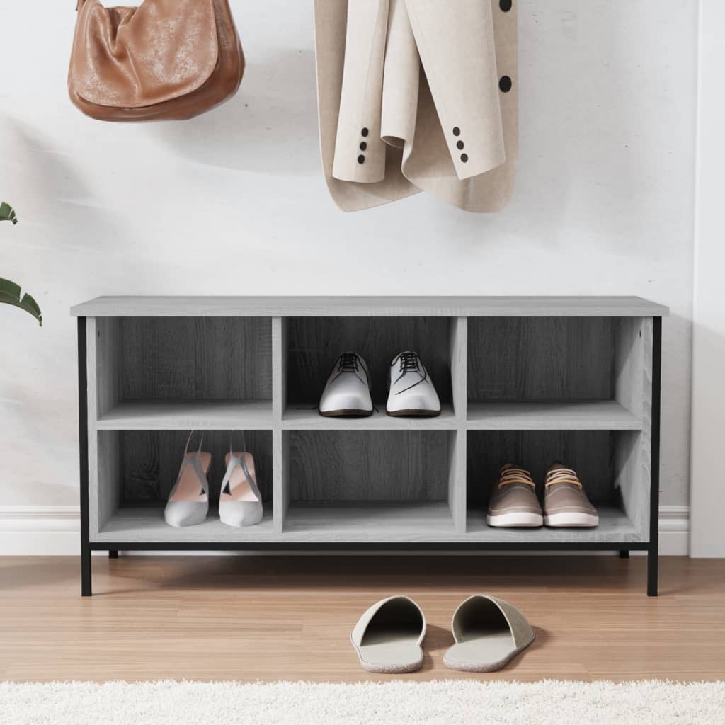 vidaXL Shoe Cabinet Grey Sonoma Holds up to 6 pairs of shoes 3