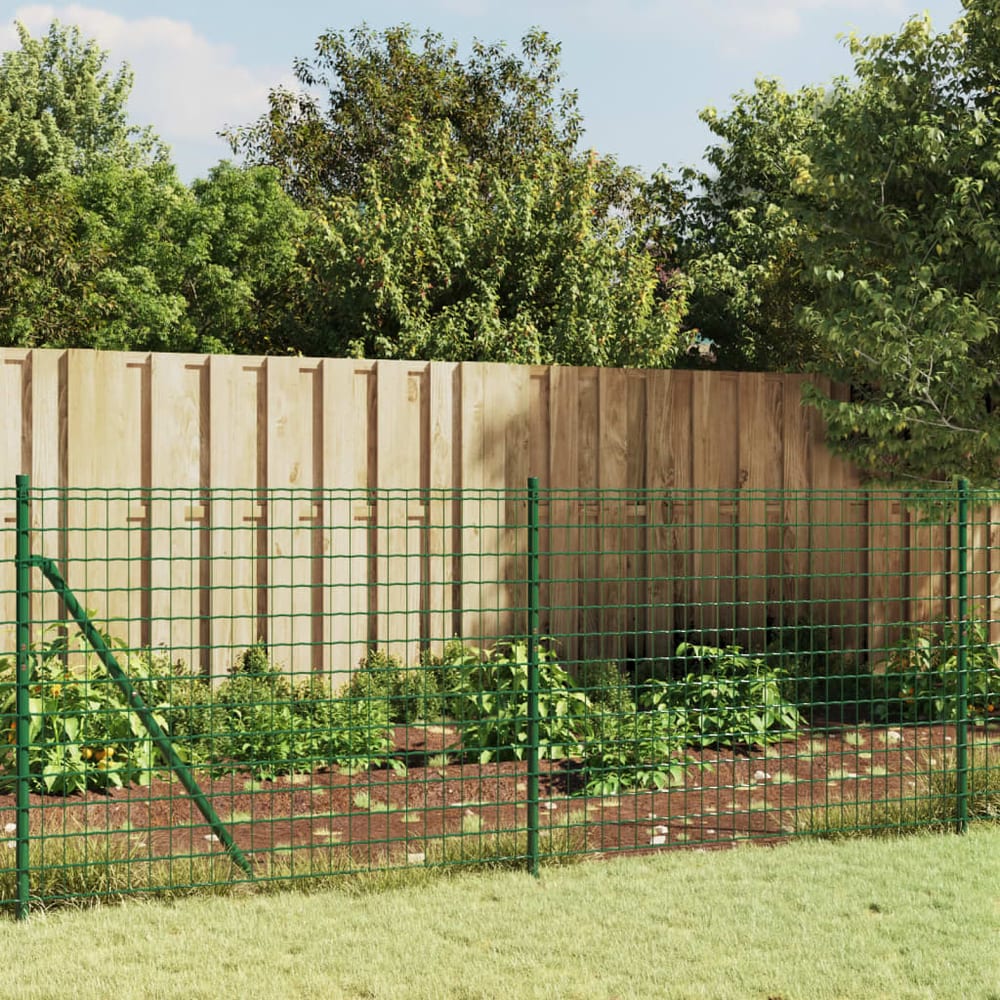 Wire Mesh Fence with Flange Green 1 m 25 m